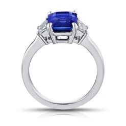 4.01 Carat Emerald Cut Blue Sapphire And Diamond Ring -Mode Bijouterie Magasin 23906 B master