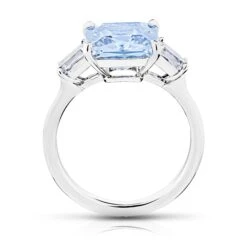 5.32 Carat Radiant Cut Light Blue Natural Sapphire And Diamond Platinum Ring -Mode Bijouterie Magasin 24434 C master