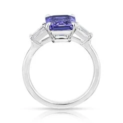 4.14 Carat Emerald Cut Purple Sapphireand Diamond Platinum Ring -Mode Bijouterie Magasin 24442 C sm master