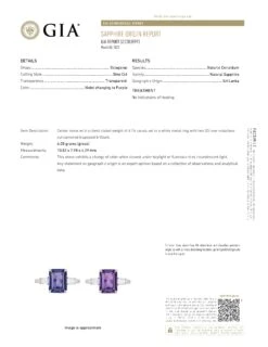 4.14 Carat Emerald Cut Purple Sapphireand Diamond Platinum Ring -Mode Bijouterie Magasin 24442 GIA master