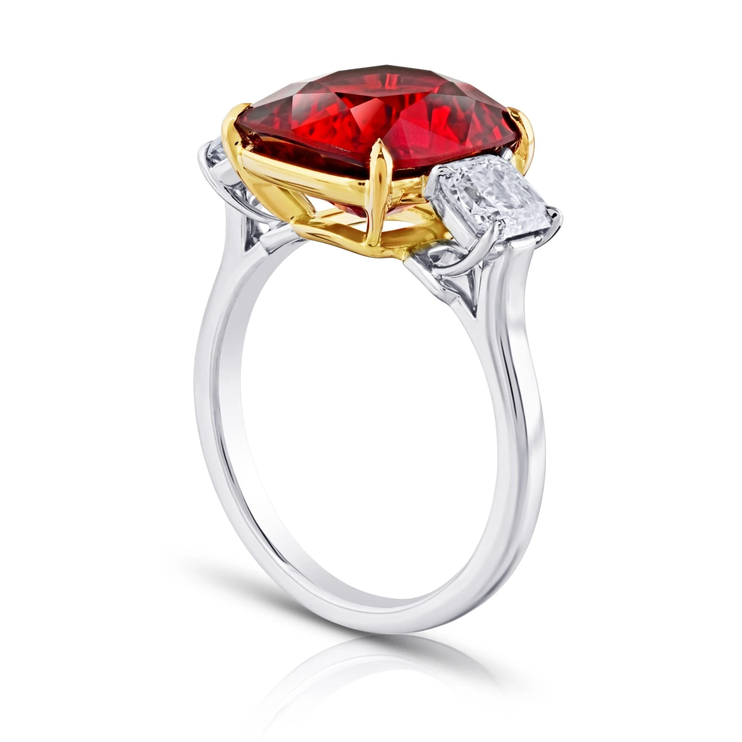 6.39 Carat Cushion Red Spinel And Diamond Platinum Ring 4 6.39 Carat Cushion Red Spinel And Diamond Platinum Ring – Image 2