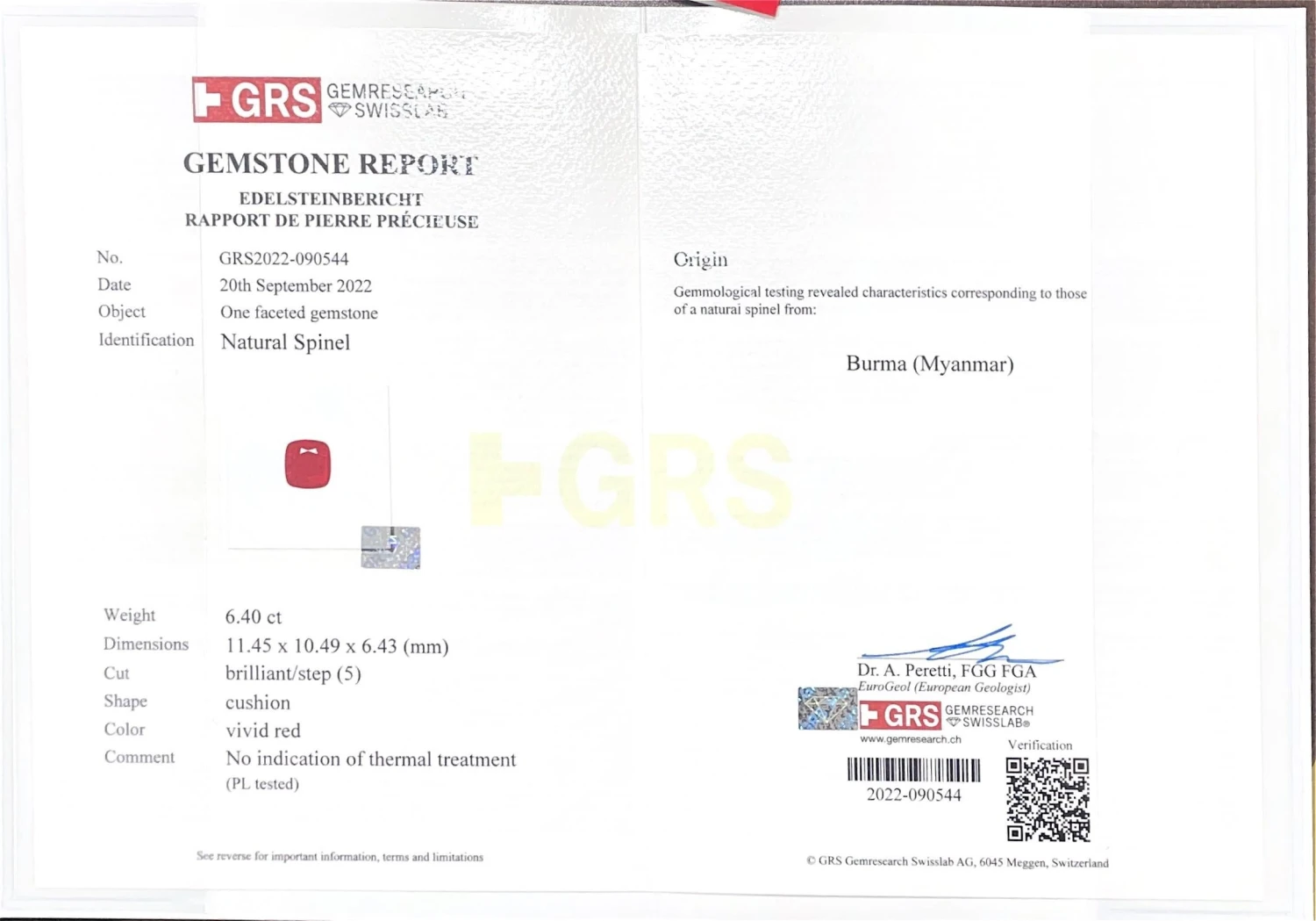 6.39 Carat Cushion Red Spinel And Diamond Platinum Ring 6 6.39 Carat Cushion Red Spinel And Diamond Platinum Ring – Image 4