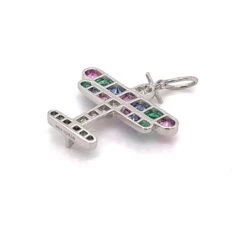 Tiffany & Co. Diamond Multi-Color Gems Platinum Airplane Charm Pendant -Mode Bijouterie Magasin 25648 2 master