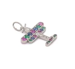 Tiffany & Co. Diamond Multi-Color Gems Platinum Airplane Charm Pendant -Mode Bijouterie Magasin 25648 3 master