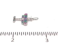 Tiffany & Co. Diamond Multi-Color Gems Platinum Airplane Charm Pendant -Mode Bijouterie Magasin 25648 4 master