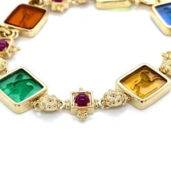 Tagliamonte Ruby Colored Venetian Glass 14k Yellow Gold Bracelet -Mode Bijouterie Magasin 259995 E master
