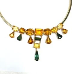 Unknown Citrine Tourmaline 14k Yellow Gold Choker Necklace 11 Unknown Citrine Tourmaline 14k Yellow Gold Choker Necklace -Mode Bijouterie Magasin 260022 A master