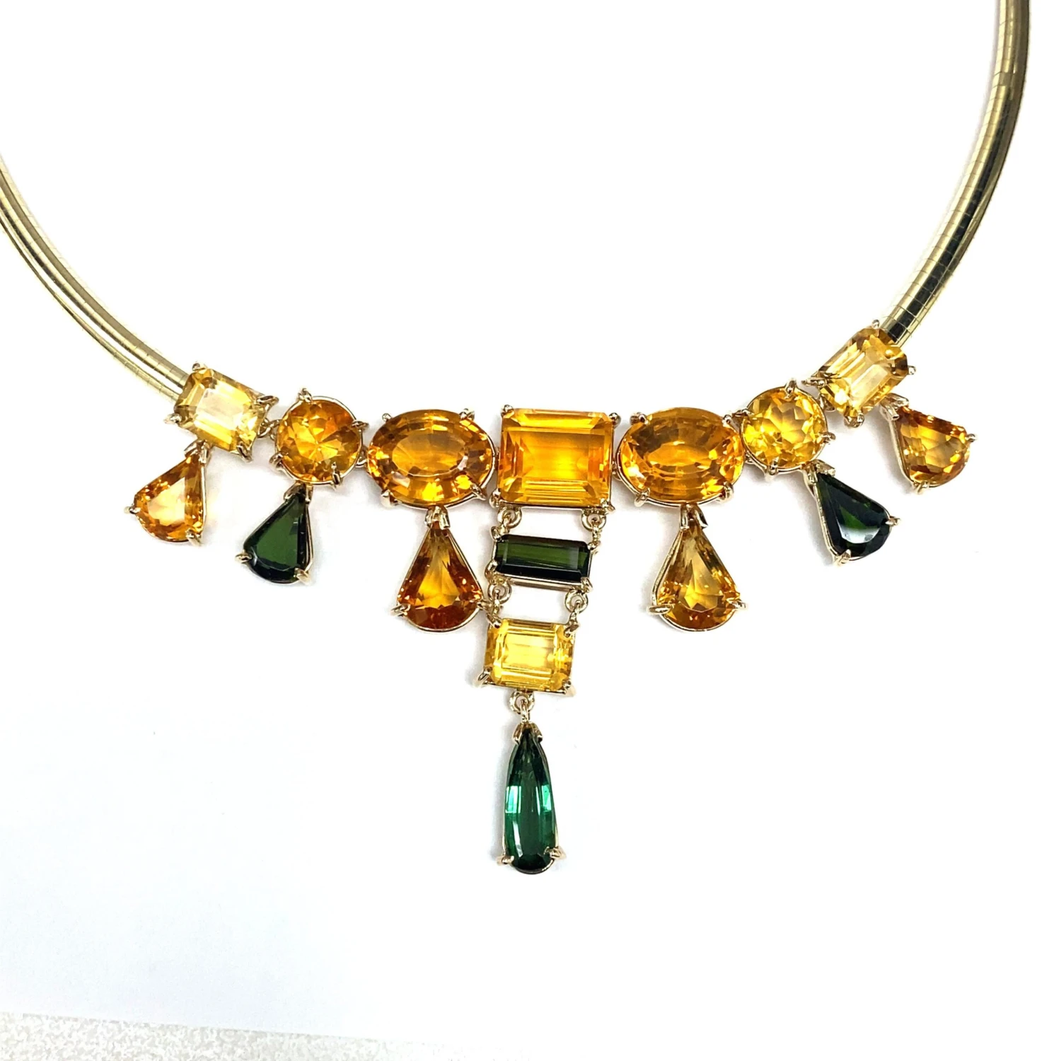 Unknown Citrine Tourmaline 14k Yellow Gold Choker Necklace 5 Unknown Citrine Tourmaline 14k Yellow Gold Choker Necklace – Image 3