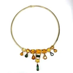 Unknown Citrine Tourmaline 14k Yellow Gold Choker Necklace 12 Unknown Citrine Tourmaline 14k Yellow Gold Choker Necklace -Mode Bijouterie Magasin 260022 B master