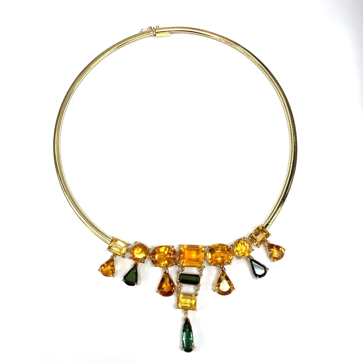 Unknown Citrine Tourmaline 14k Yellow Gold Choker Necklace 6 Unknown Citrine Tourmaline 14k Yellow Gold Choker Necklace – Image 4