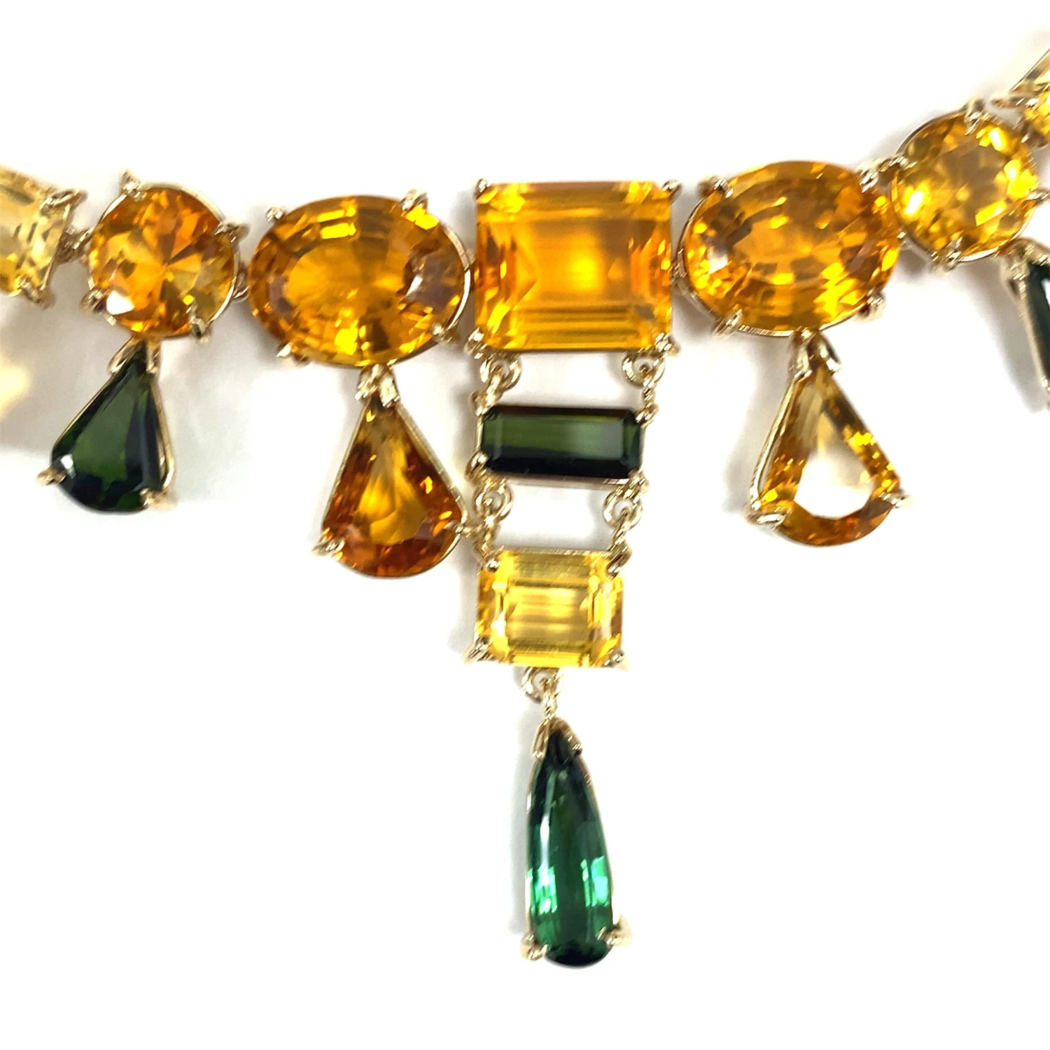 Unknown Citrine Tourmaline 14k Yellow Gold Choker Necklace 4 Unknown Citrine Tourmaline 14k Yellow Gold Choker Necklace – Image 2