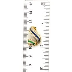 Charles Krypell Diamond Emerald Sapphire Swirl 18k Yellow Gold Pendant -Mode Bijouterie Magasin 260055 1684419654057 master