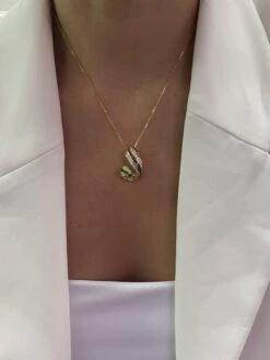 Charles Krypell Diamond Emerald Sapphire Swirl 18k Yellow Gold Pendant -Mode Bijouterie Magasin 260055 1684955409043 master