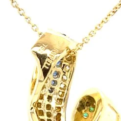 Charles Krypell Diamond Emerald Sapphire Swirl 18k Yellow Gold Pendant -Mode Bijouterie Magasin 260055 E master
