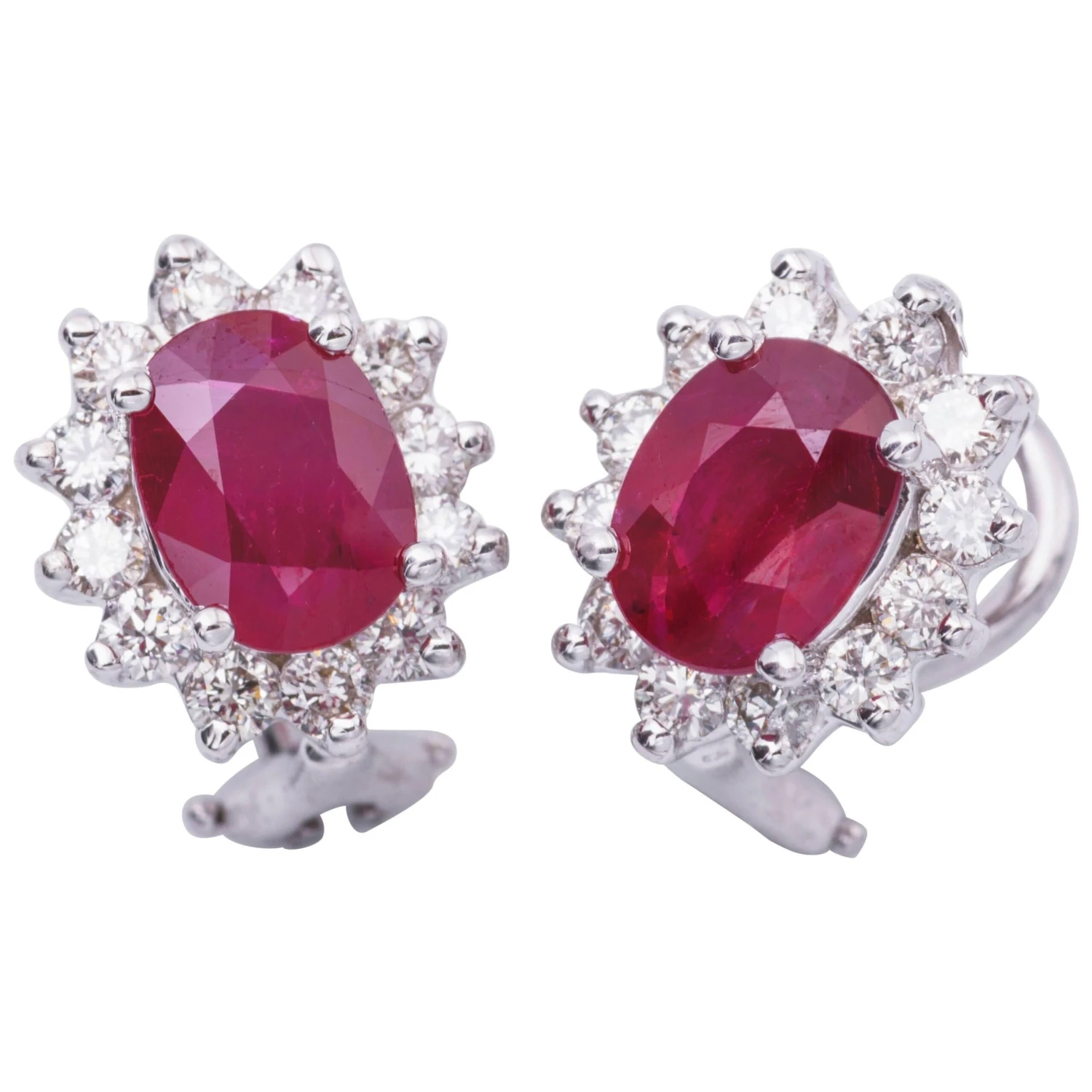 3.20 Carat Oval Rubies Diamond Gold Earrings 3 3.20 Carat Oval Rubies Diamond Gold Earrings