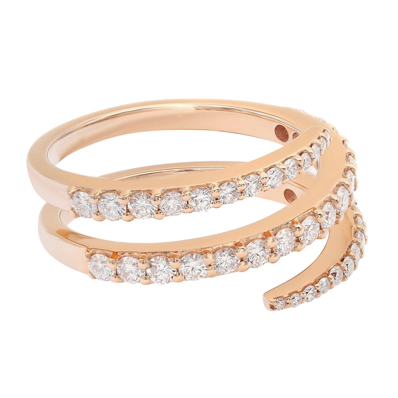 Elizabeth Fine Jewelry 0.83 Carat Diamond Multi-Row Spiral Ring 18k Rose Gold 5 Elizabeth Fine Jewelry 0.83 Carat Diamond Multi-Row Spiral Ring 18k Rose Gold – Image 3