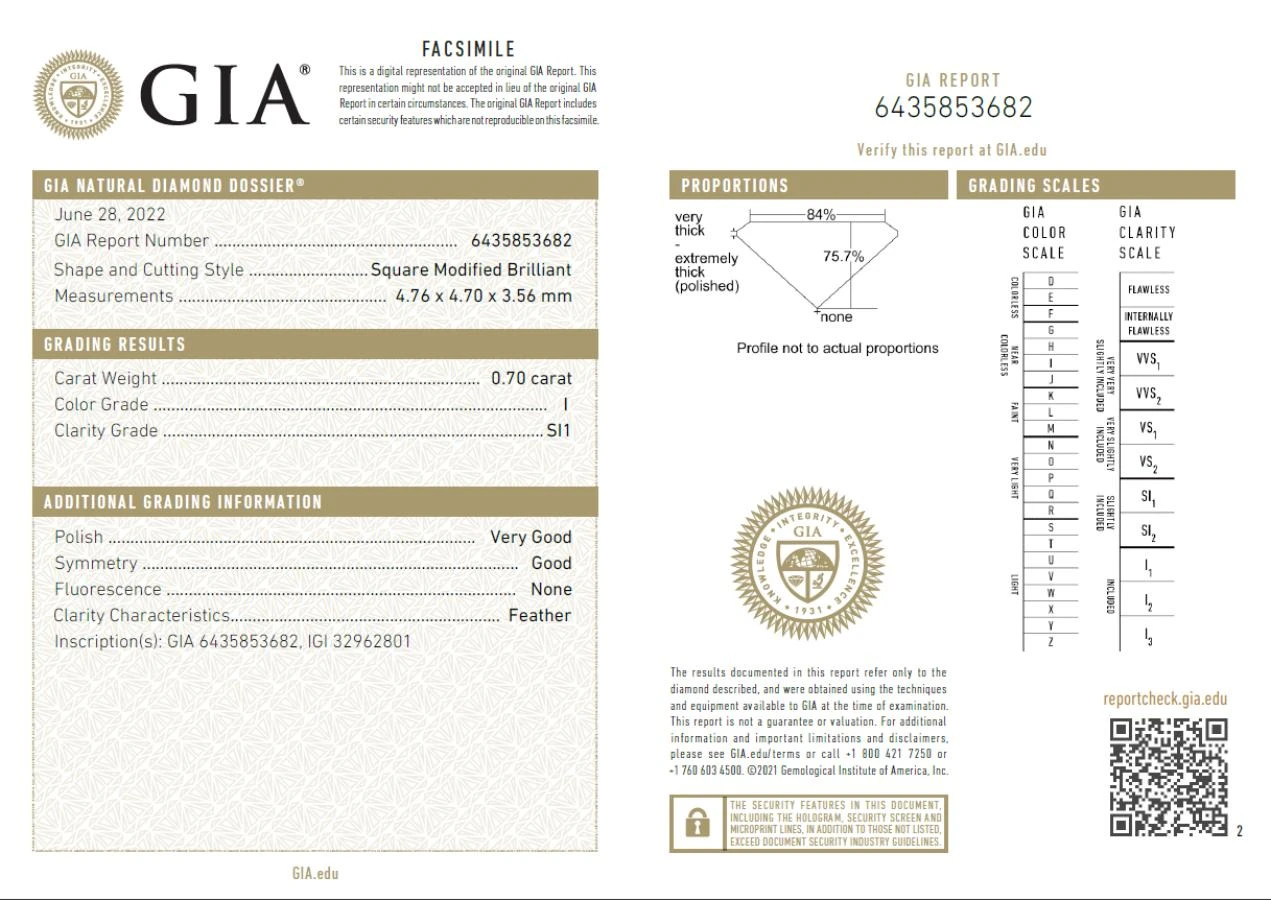 Unknown Gia Certified 0.70 Carat White Square Modified Brilliant Loose Natural Diamond 4 Unknown Gia Certified 0.70 Carat White Square Modified Brilliant Loose Natural Diamond – Image 2