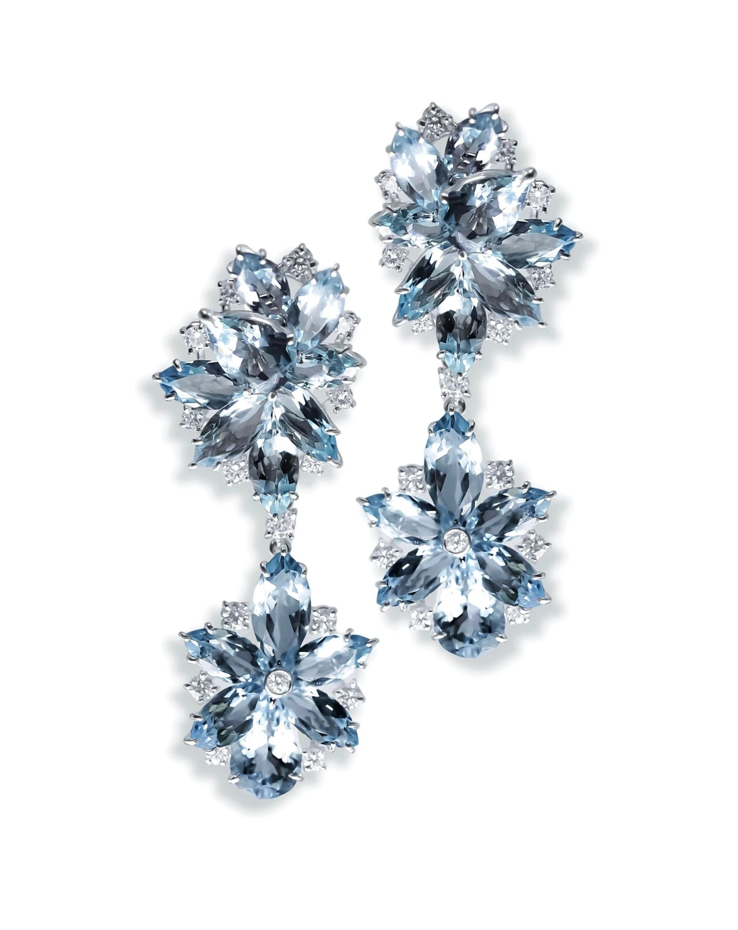 Unknown Contemporary 18kt White Gold Earrings With Natural Aquamarines And Diamonds 6 Unknown Contemporary 18kt White Gold Earrings With Natural Aquamarines And Diamonds – Image 4