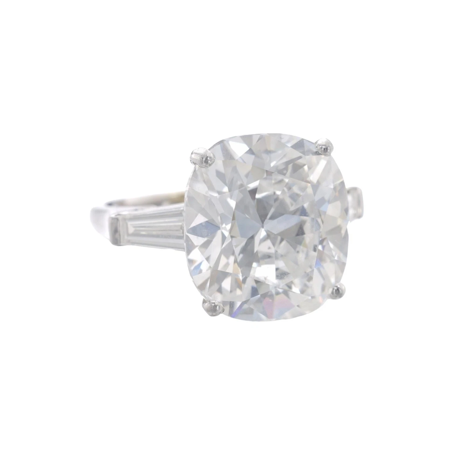 GIA Certified 4 Carat Old Mine Cushion Cut Diamond Platinum Ring 4 GIA Certified 4 Carat Old Mine Cushion Cut Diamond Platinum Ring – Image 2