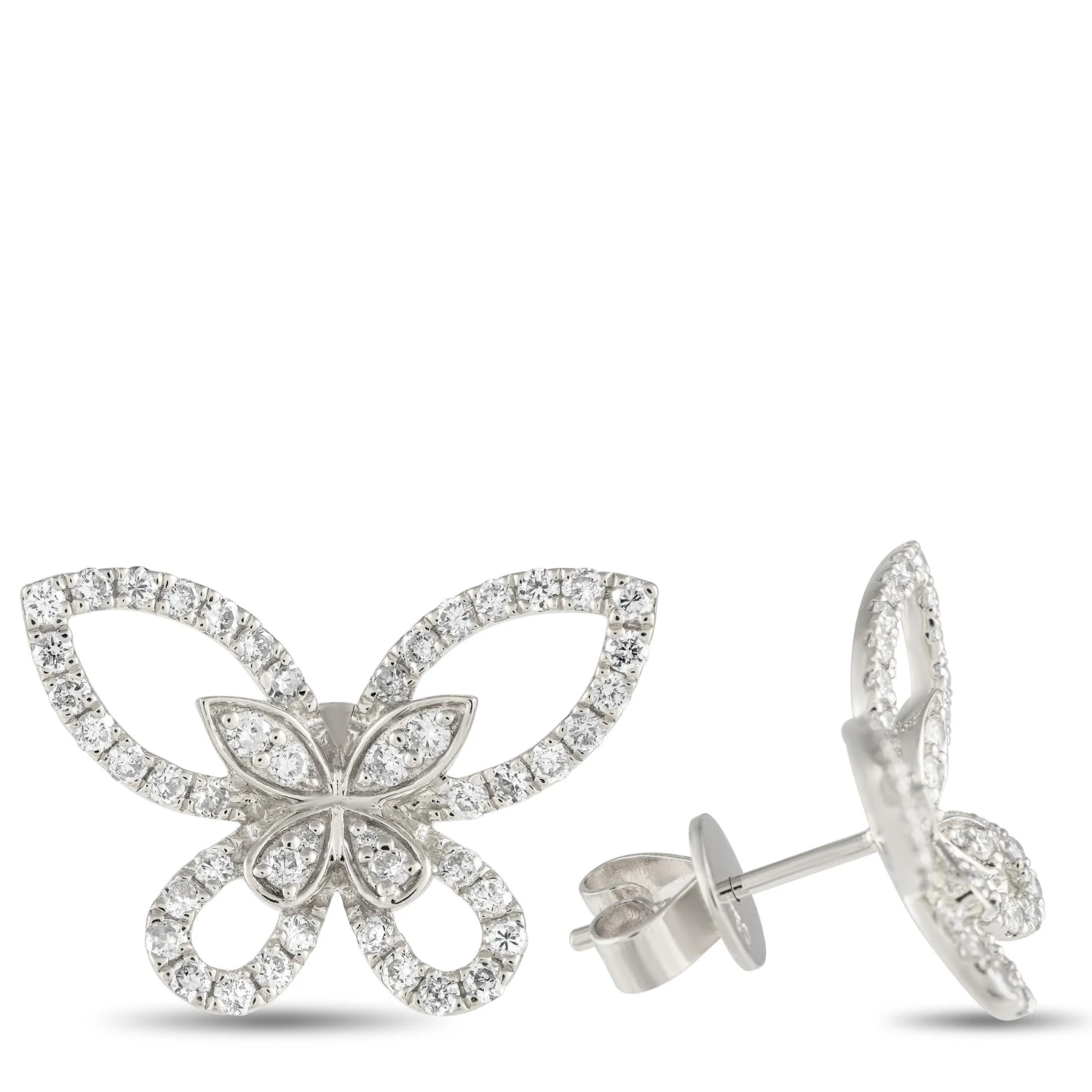 LB Exclusive 18k White Gold 0.75 Carat Diamond Butterfly Earrings 4 LB Exclusive 18k White Gold 0.75 Carat Diamond Butterfly Earrings – Image 2