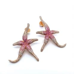 Unknown Pink Sapphire And Diamond Sea Stars Earrings In 18 Karat Rose Gold -Mode Bijouterie Magasin 2 master 34