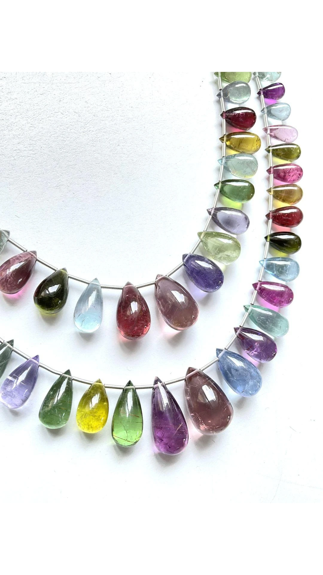 Unknown Important Pastel Colors Tourmaline Smooth Drops Strand Natural Gemstone Beads 4 Unknown Important Pastel Colors Tourmaline Smooth Drops Strand Natural Gemstone Beads – Image 2