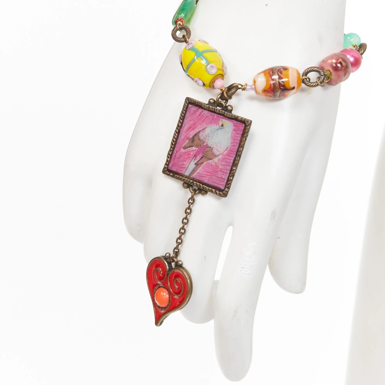 PHILIPE FERRANDIS Colorful Charms Bird Resin Frame Chain Bracelet 4 PHILIPE FERRANDIS Colorful Charms Bird Resin Frame Chain Bracelet – Image 2