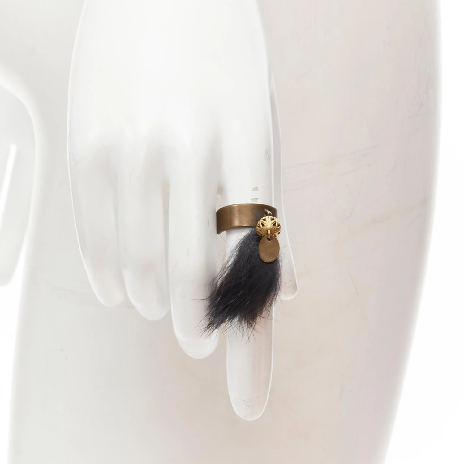 Unknown MEDICINE DOUCE PARIS Leopard Trim Copper-tone Necklace Fur Ring Set 4 Unknown MEDICINE DOUCE PARIS Leopard Trim Copper-tone Necklace Fur Ring Set – Image 2