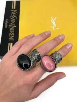 Yves Saint Laurent YSL Arty Silver Tone Black Cocktail Ring -Mode Bijouterie Magasin 3021D121 DD6C 4D75 AE8D A2FD929C5301 master