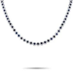 LB Exclusive 14k White Gold 8.15 Carat Diamond And Sapphire Necklace -Mode Bijouterie Magasin 302627 104 master