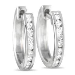 Lb Exclusive 14k White Gold 0.25 Carat Diamond Channel-Set Hoop Earrings 9 Lb Exclusive 14k White Gold 0.25 Carat Diamond Channel-Set Hoop Earrings -Mode Bijouterie Magasin 302735 175 master
