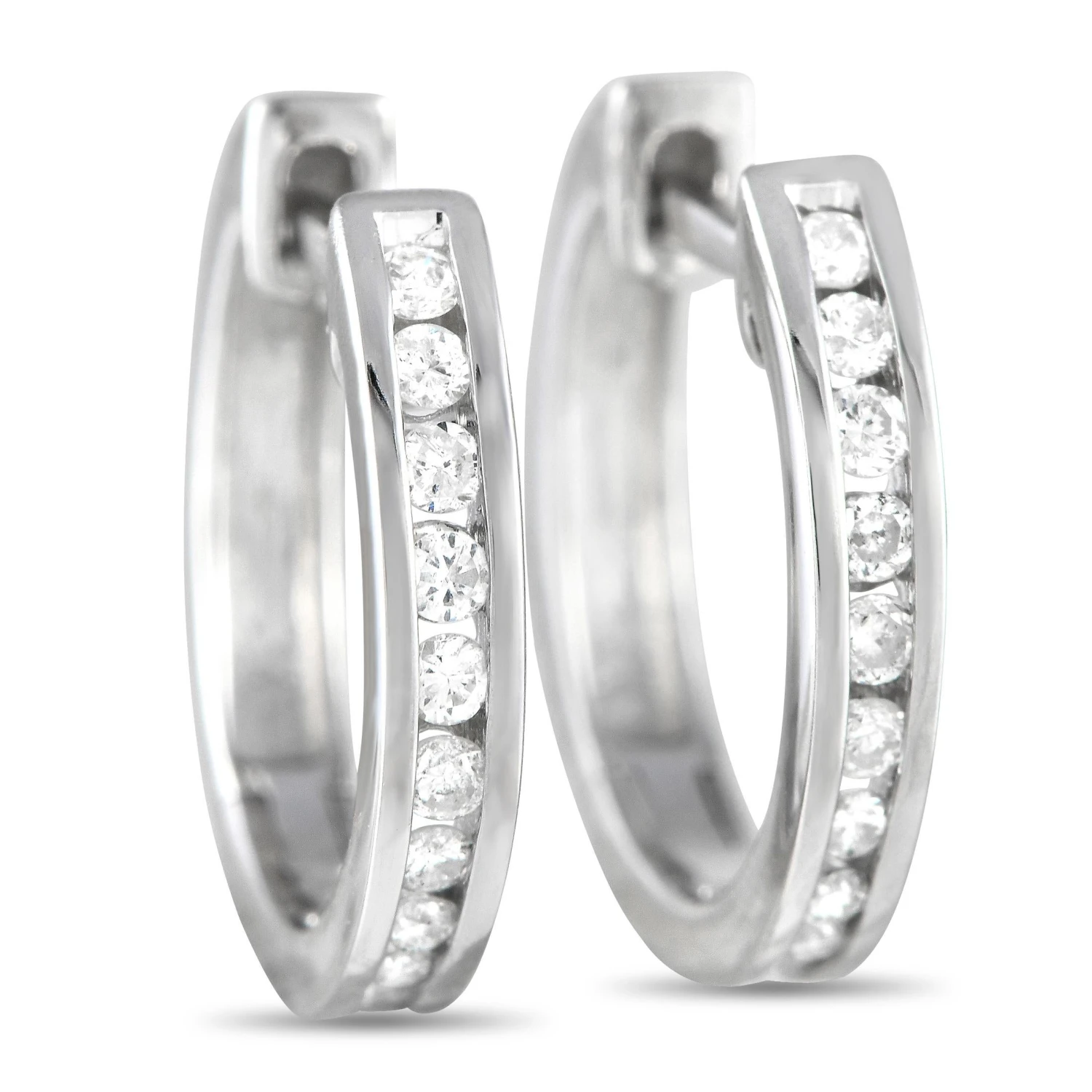 Lb Exclusive 14k White Gold 0.25 Carat Diamond Channel-Set Hoop Earrings 6 Lb Exclusive 14k White Gold 0.25 Carat Diamond Channel-Set Hoop Earrings – Image 4