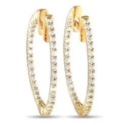 Lb Exclusive 14k Yellow Gold 0.55 Carat Diamond Inside-Out Hoop Earrings 9 Lb Exclusive 14k Yellow Gold 0.55 Carat Diamond Inside-Out Hoop Earrings -Mode Bijouterie Magasin 302742 187 master