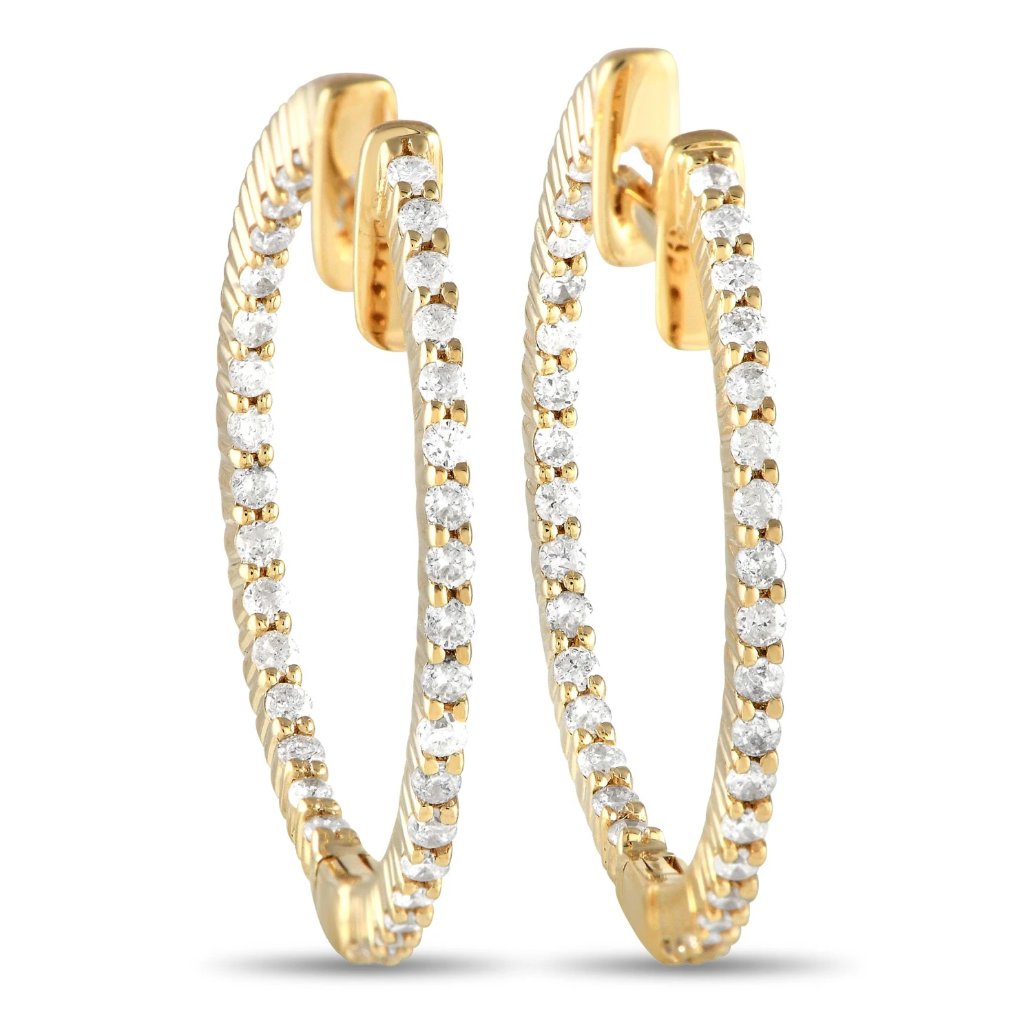 Lb Exclusive 14k Yellow Gold 0.55 Carat Diamond Inside-Out Hoop Earrings 6 Lb Exclusive 14k Yellow Gold 0.55 Carat Diamond Inside-Out Hoop Earrings – Image 4
