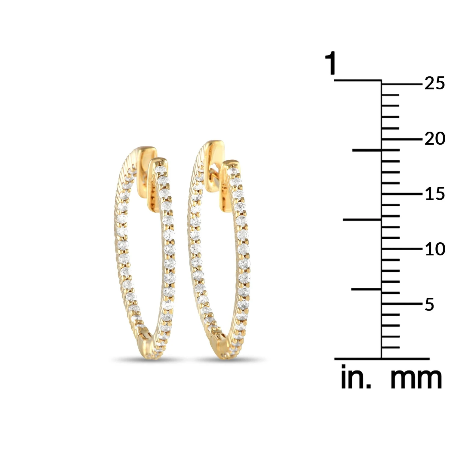 Lb Exclusive 14k Yellow Gold 0.55 Carat Diamond Inside-Out Hoop Earrings 5 Lb Exclusive 14k Yellow Gold 0.55 Carat Diamond Inside-Out Hoop Earrings – Image 3