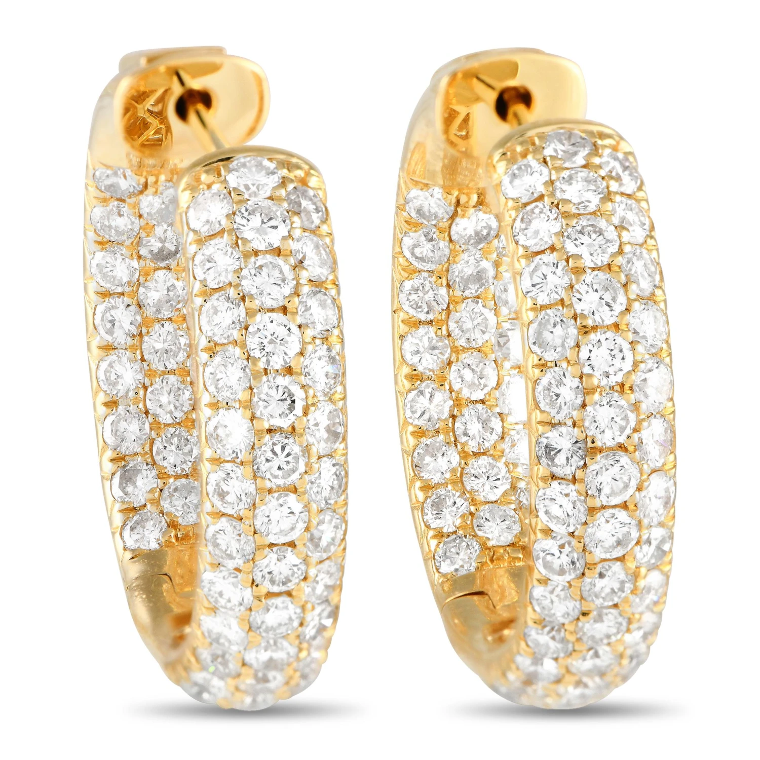 LB Exclusive 18K Yellow Gold 3.05ct Diamond Inside-Out Hoop Earrings 6 LB Exclusive 18K Yellow Gold 3.05ct Diamond Inside-Out Hoop Earrings – Image 4