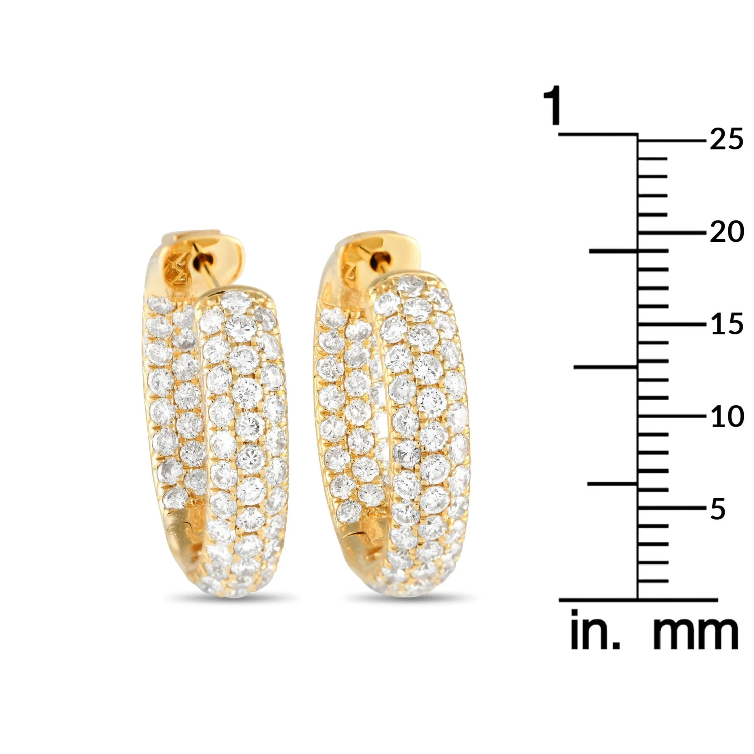 LB Exclusive 18K Yellow Gold 3.05ct Diamond Inside-Out Hoop Earrings 5 LB Exclusive 18K Yellow Gold 3.05ct Diamond Inside-Out Hoop Earrings – Image 3