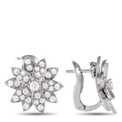 Van Cleef & Arpels Lotus 18k White Gold 0.93ct Diamond Small Model Earrings 8 Van Cleef & Arpels Lotus 18k White Gold 0.93ct Diamond Small Model Earrings -Mode Bijouterie Magasin 303297 43 master