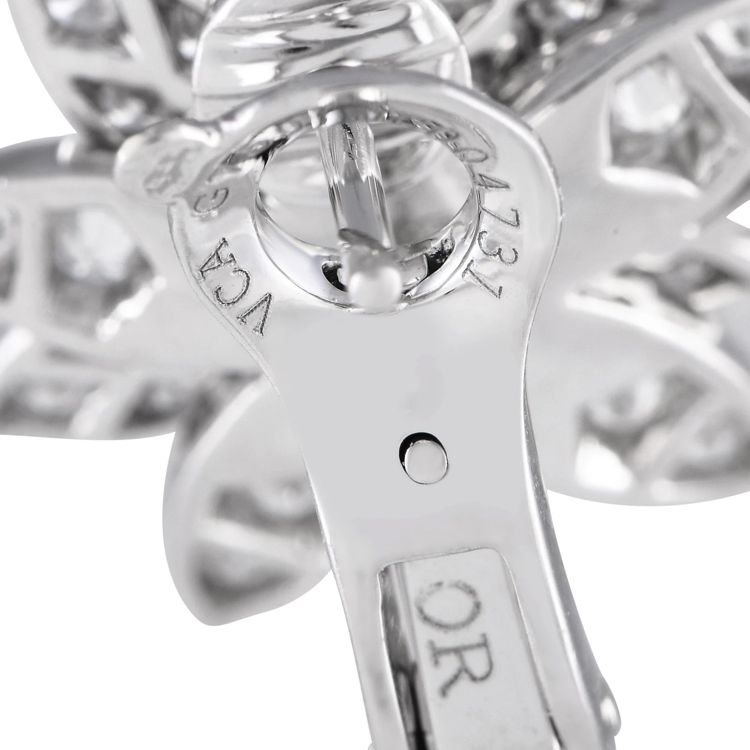 Van Cleef & Arpels Lotus 18k White Gold 0.93ct Diamond Small Model Earrings 5 Van Cleef & Arpels Lotus 18k White Gold 0.93ct Diamond Small Model Earrings – Image 3