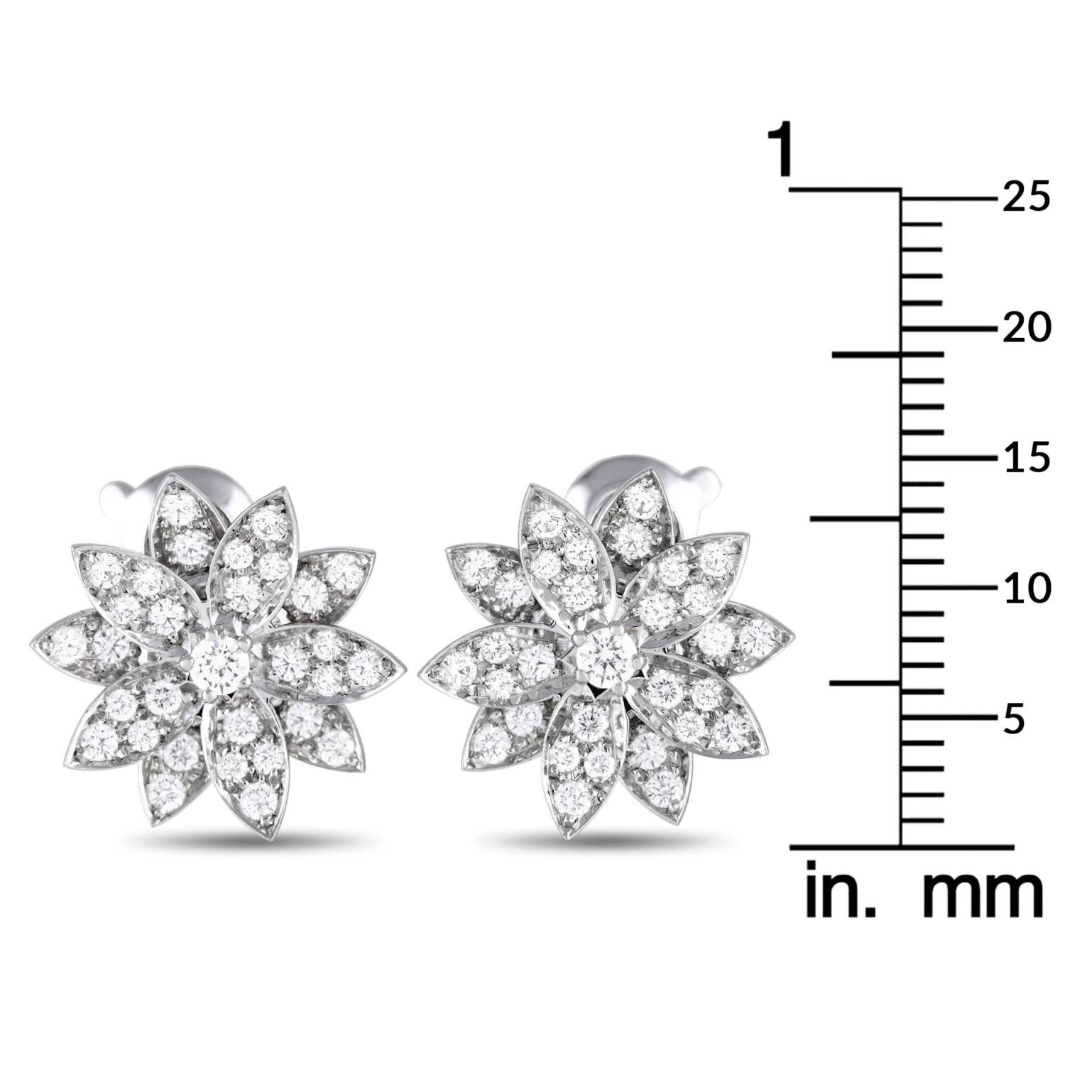Van Cleef & Arpels Lotus 18k White Gold 0.93ct Diamond Small Model Earrings 7 Van Cleef & Arpels Lotus 18k White Gold 0.93ct Diamond Small Model Earrings – Image 5