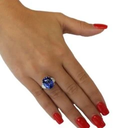 Vivid Diamonds AGL Certified 12.8 Carat Sapphire & Diamond Three Stone Ring -Mode Bijouterie Magasin 30567 model master