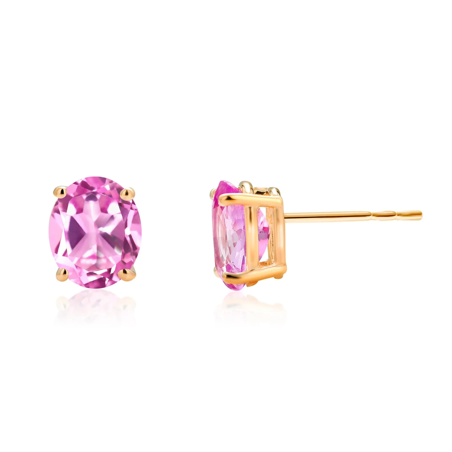 Oval Shaped Mini Ceylon Pink Sapphires Set In Yellow Gold Stud Earrings 12 Oval Shaped Mini Ceylon Pink Sapphires Set In Yellow Gold Stud Earrings – Image 10