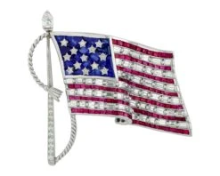 Oscar Heyman Ruby And Sapphire American Flag Brooch -Mode Bijouterie Magasin 31 7069 1 master