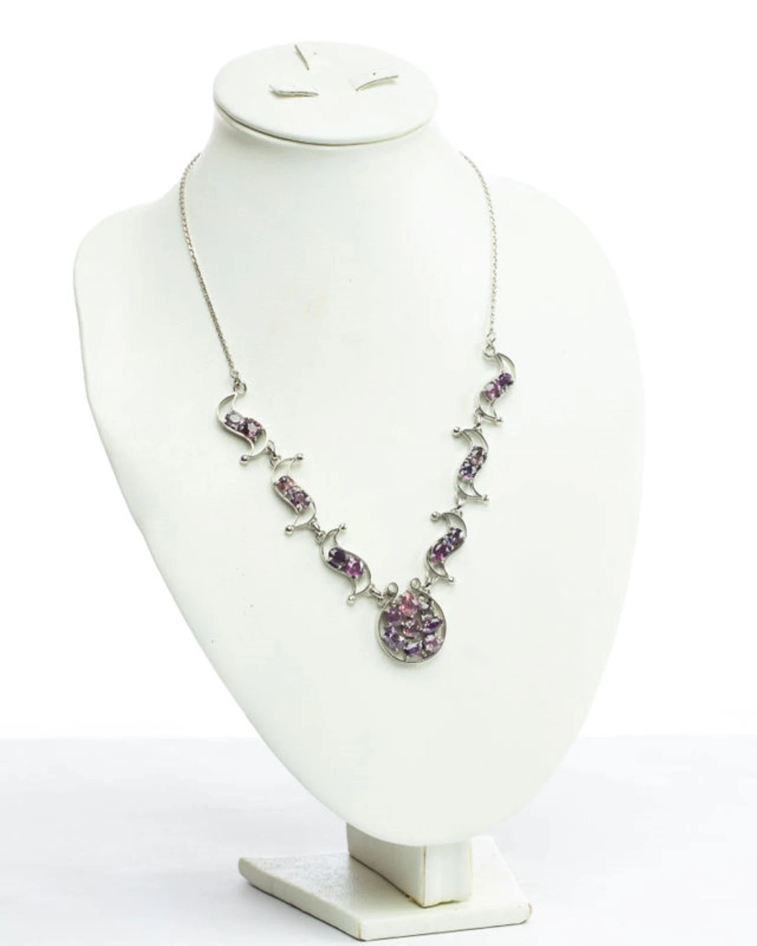 Unknown EGL Certified Natural Untreated 23CTW Pink Sapphire Platinum Silver Necklace 6 Unknown EGL Certified Natural Untreated 23CTW Pink Sapphire Platinum Silver Necklace – Image 4