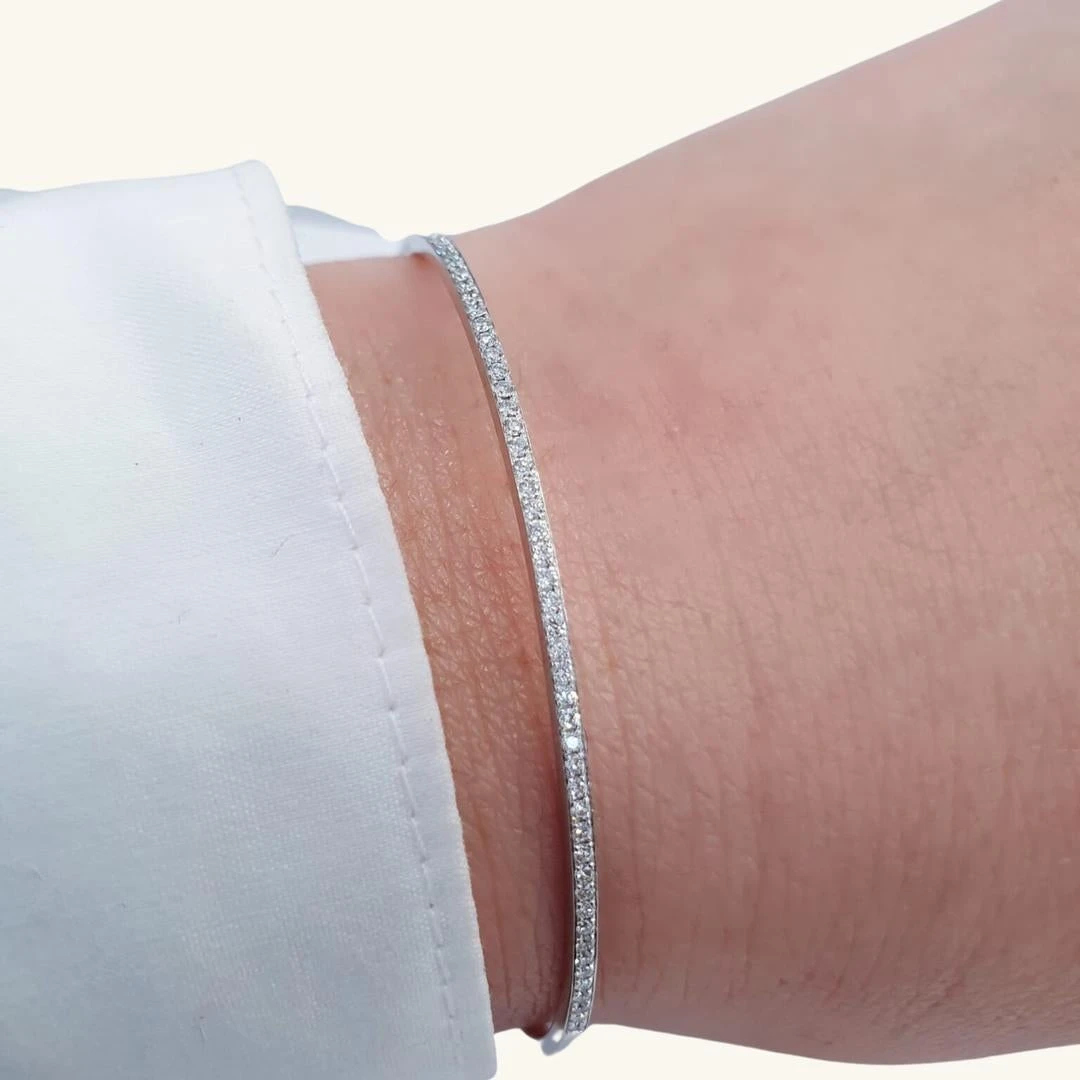 Unknown Bracelet Demi-rivière De Diamants En Or 18 Carats 6 Unknown Bracelet Demi-rivière De Diamants En Or 18 Carats – Image 4