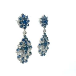 24 Carats Blue Sapphire And 4 Carats Diamond Drop Earring Earring -Mode Bijouterie Magasin 35906 master