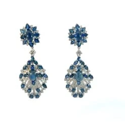 24 Carats Blue Sapphire And 4 Carats Diamond Drop Earring Earring -Mode Bijouterie Magasin 35908 master