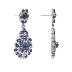24 Carats Blue Sapphire And 4 Carats Diamond Drop Earring Earring -Mode Bijouterie Magasin 35939 master