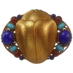 Askew London Signed Egyptian Revival Scarab Statement Vintage Brooch Pin