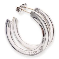 Tiffany & Co. Sterling Silver Large 1837 Flat Hoop Earrings Medium 13 Tiffany & Co. Sterling Silver Large 1837 Flat Hoop Earrings Medium -Mode Bijouterie Magasin 36905 master